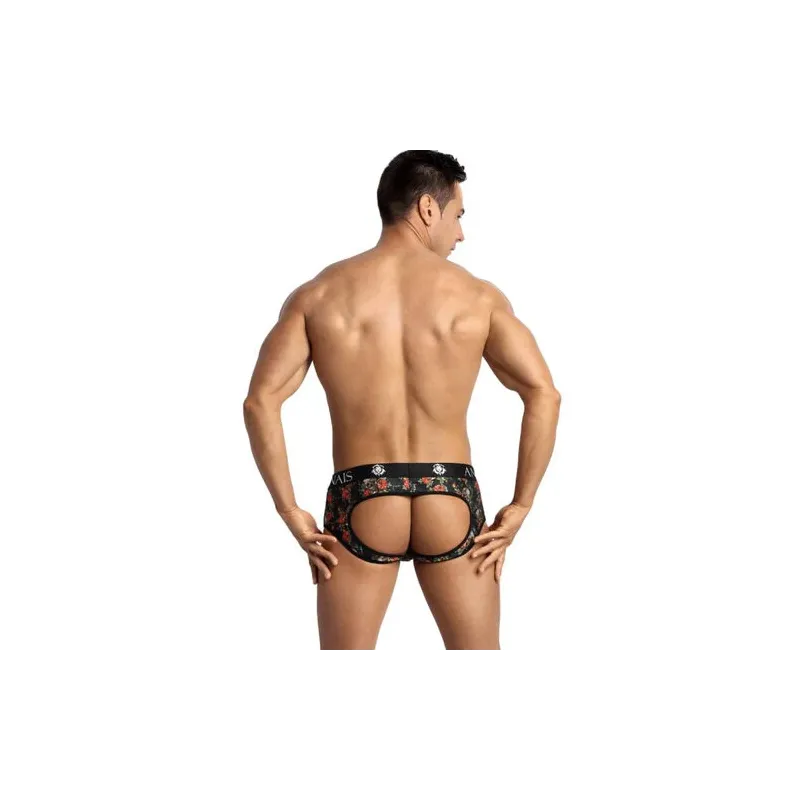 Slip bikini uomo Anais Men Power Jock con stampa teschio e rose, taglio glutei aperti, morbido modal