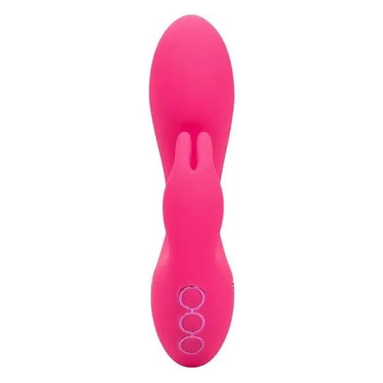 Vibratore coniglio ricaricabile CALEXOTICS in silicone fucsia – doppia stimolazione interna ed esterna