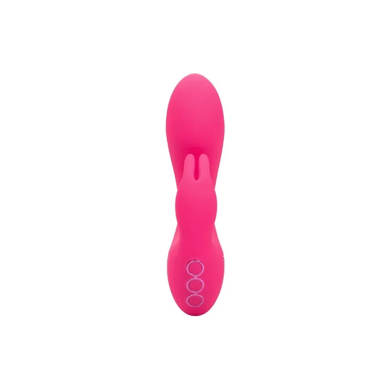 Vibrador conejo recargable CALEXOTICS de silicona fucsia – doble estimulación interna y externa