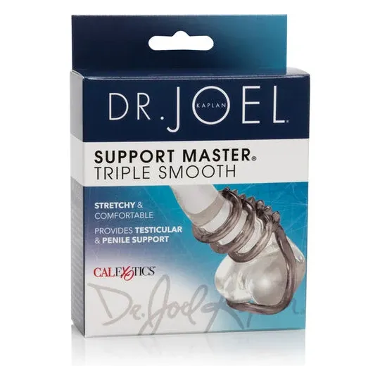 Smooth triple penis ring CALEXOTICS Dr J Support Master, stretchable TPR with scrotum support