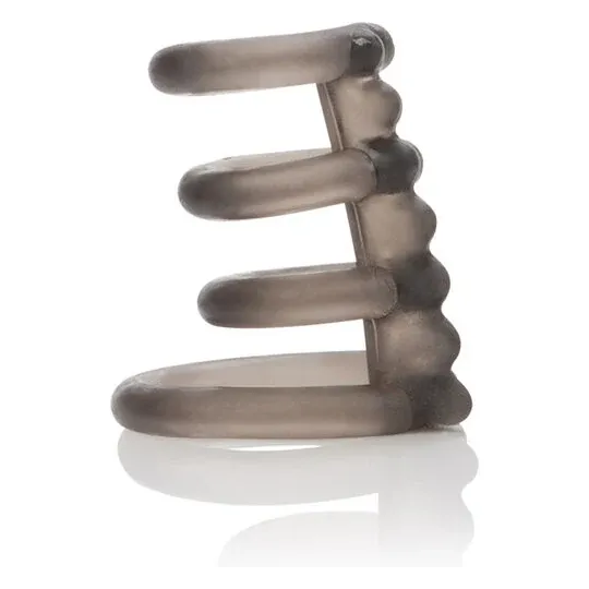Smooth triple penis ring CALEXOTICS Dr J Support Master, stretchable TPR with scrotum support