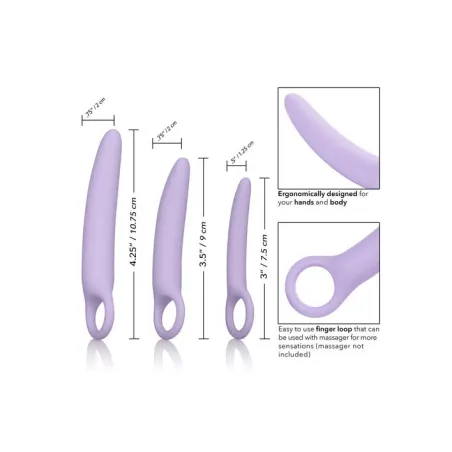 Conjunto de 3 dilatadores vaginales de silicona médica CALEXOTICS Dr Laura Berman, color nude, tallas progresivas.