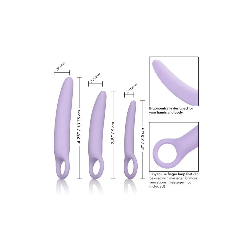 Conjunto de 3 dilatadores vaginales de silicona médica CALEXOTICS Dr Laura Berman, color nude, tallas progresivas.